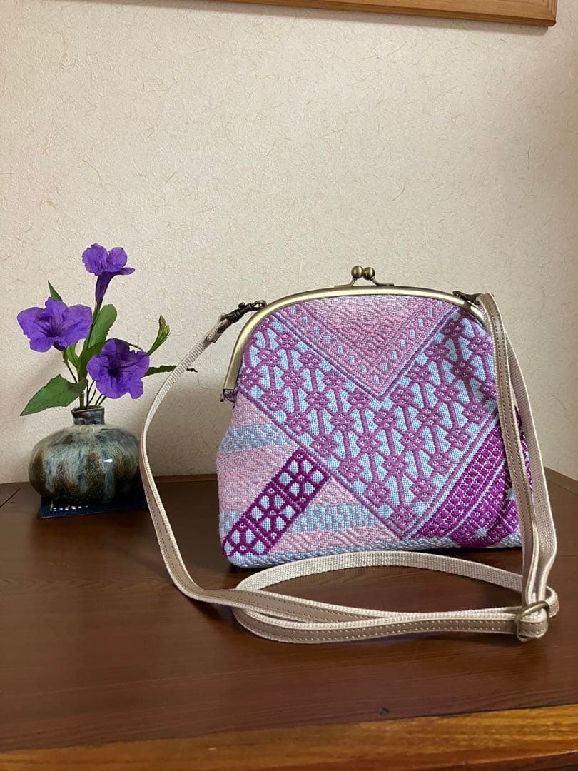 津軽こぎん刺し(がまぐち型ショルダーバッグ)