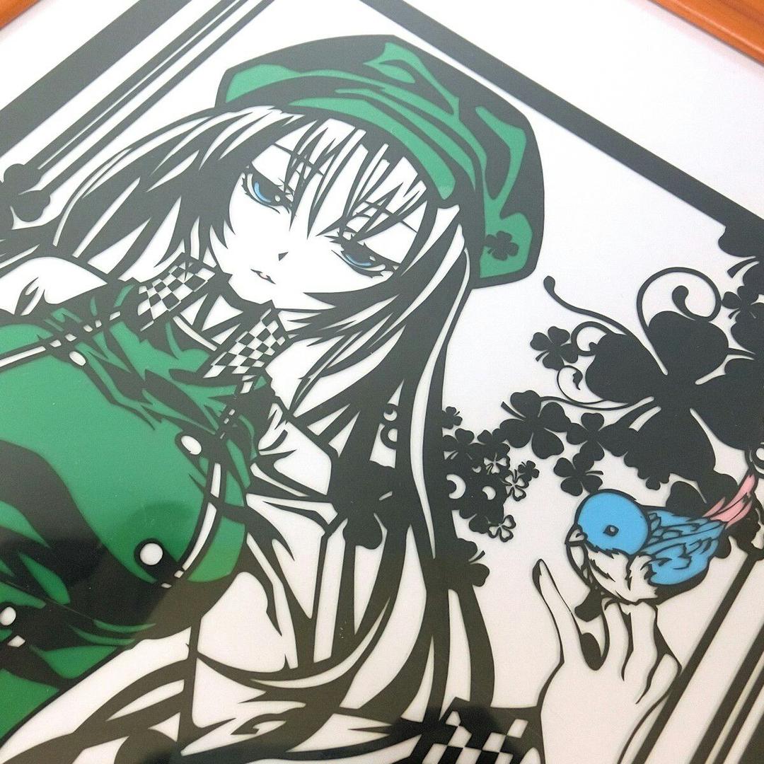 灯夜雪「少女とことり」  切り絵アート 額付き A3サイズ