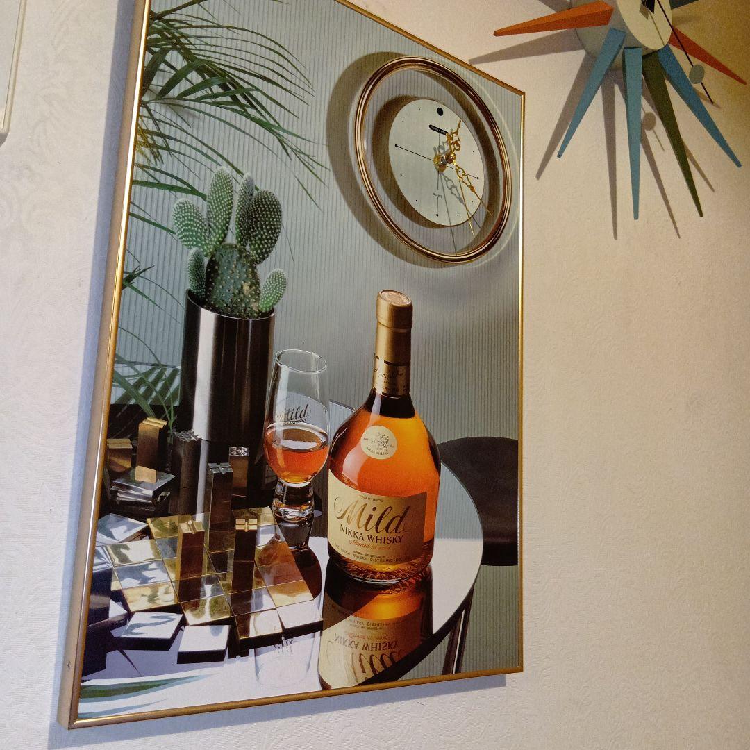 当時物　ニッカウイスキー ポスター型時計　酒屋　アンティーク　昭和レトロポップ