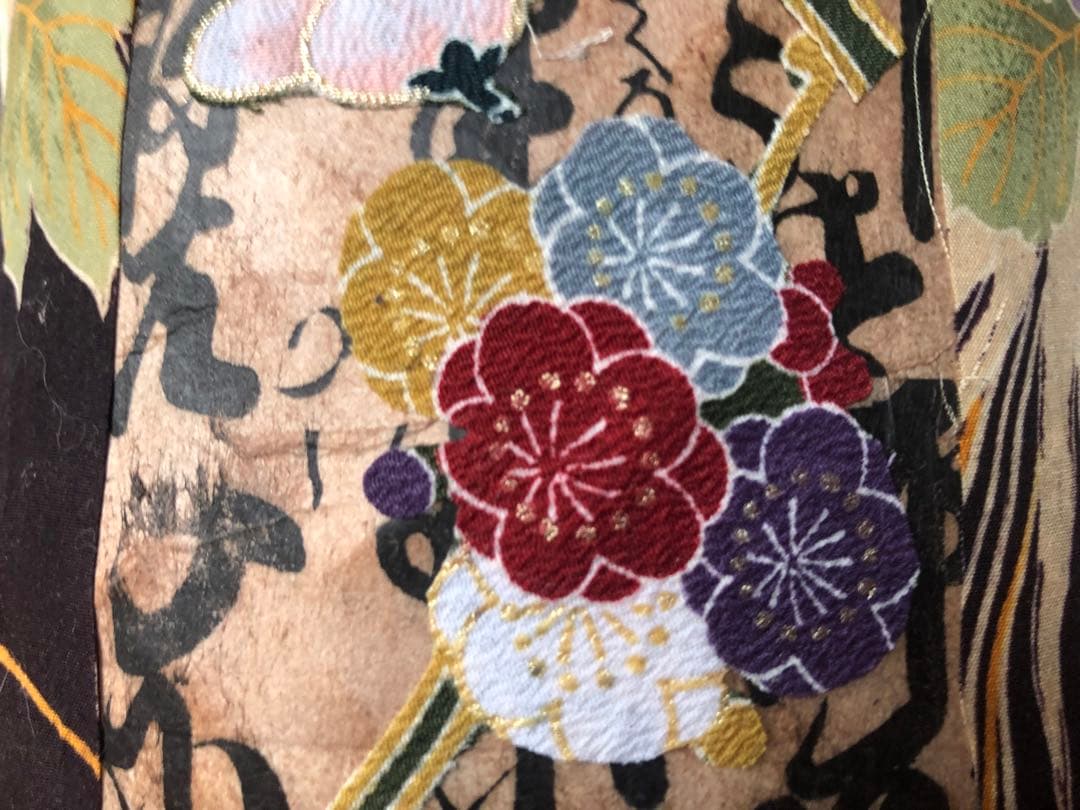 一閑張り　一閑張りバック　犬張子 正絹古布　狛犬　張子犬　少し大きめ