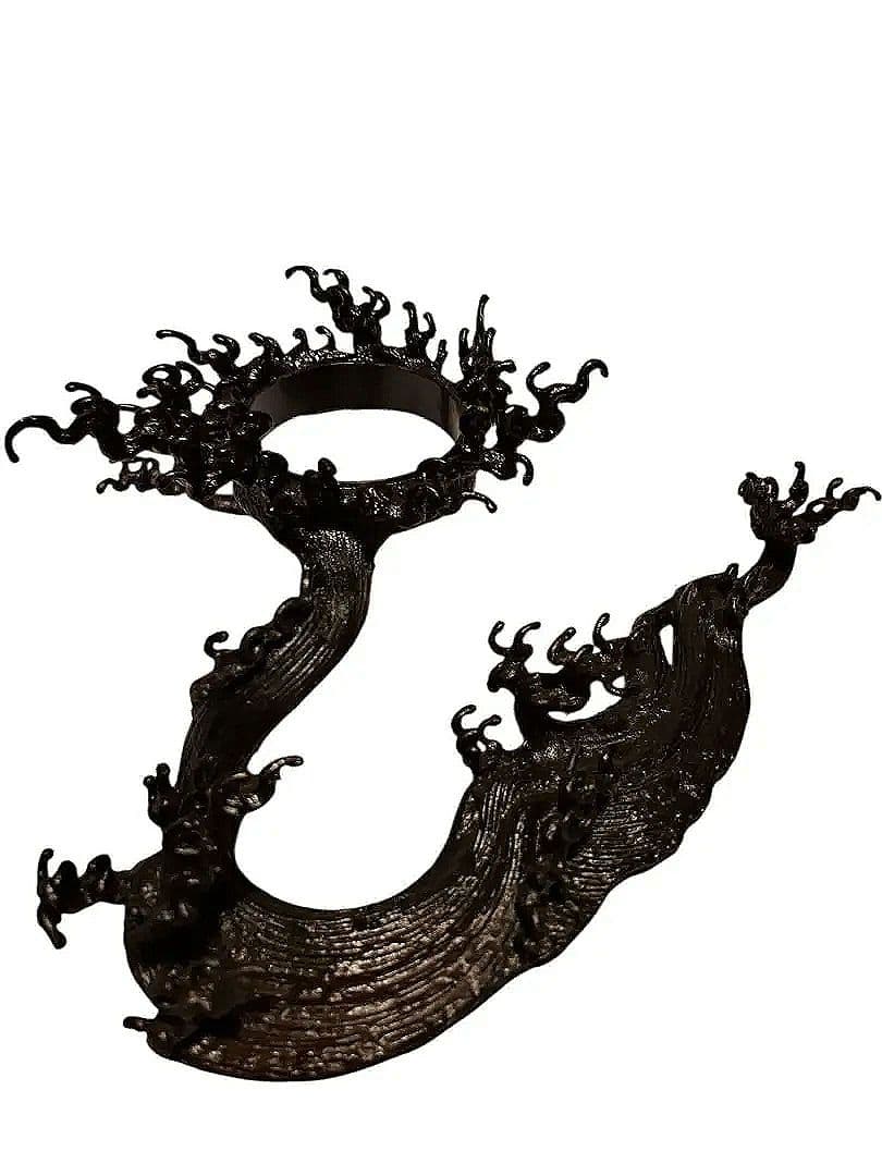 清泉古流 薄端 花器 真鍮 銅製 波足 茶道具 華道具 花瓶 骨董 インテリア