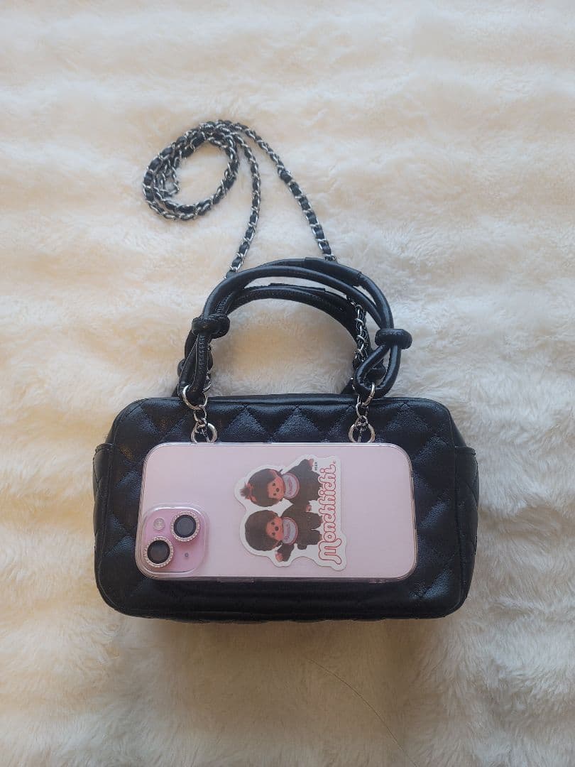 KENノベルティ CHANEL ブラック キルティング ショルダーバッグ