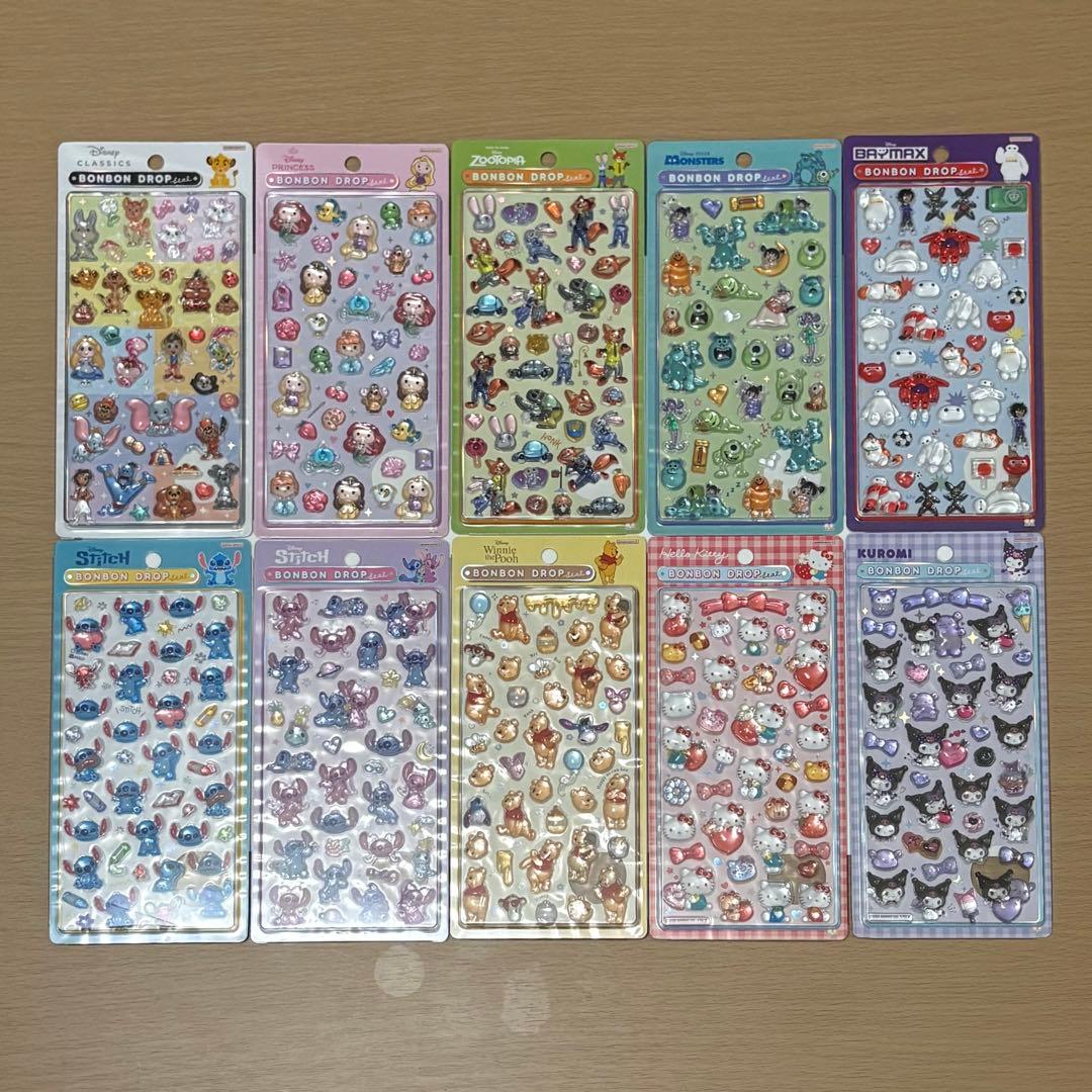 【正規品】 ボンボンドロップシール ディズニー/サンリオ 10枚セット