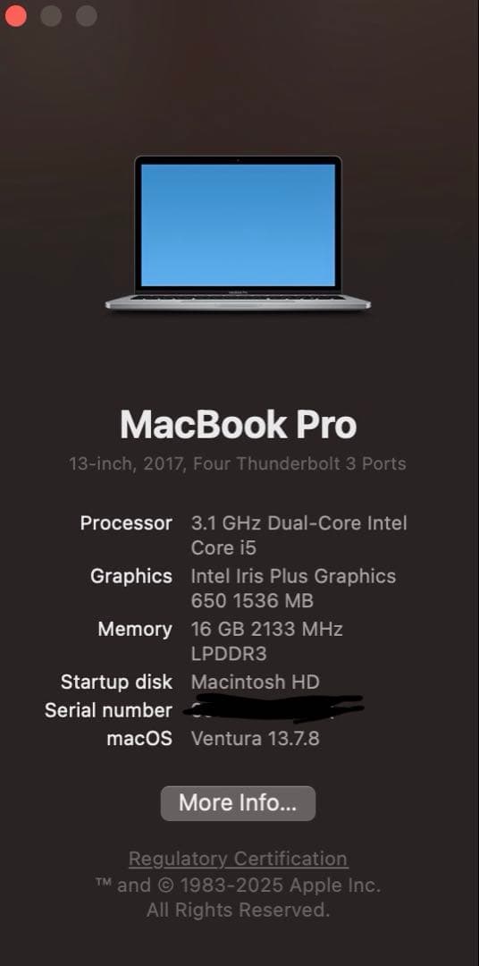 MacBookPro 2017 メモリ16GB SSD512GB US配列