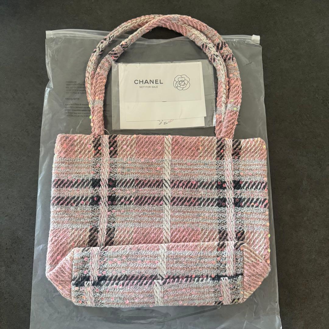 CHANEL VIP ノベルティ ツイード スパンコール トートバッグ　ピンク
