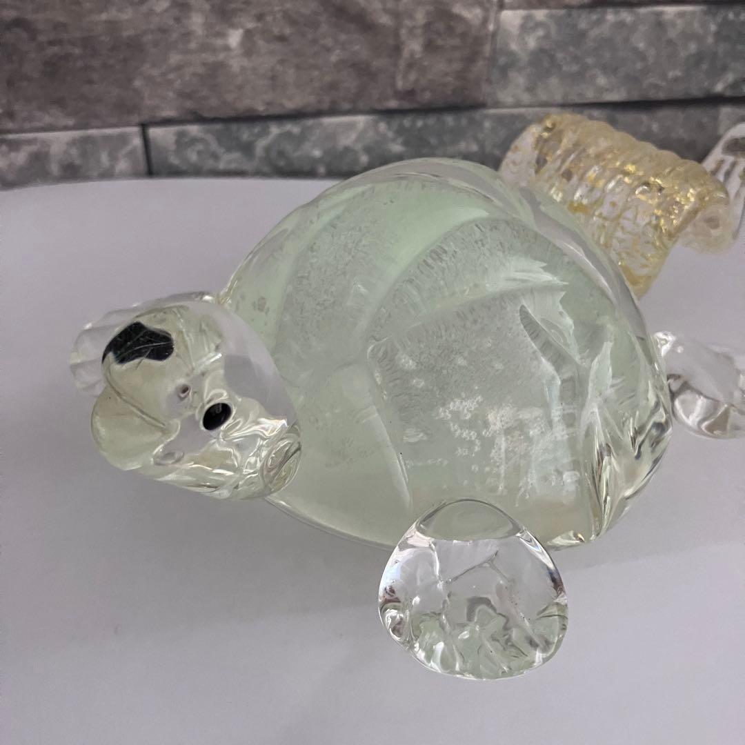 博多びーどろ　粋工房　ガラス置物　硝子細工　オブジェ　縁起物　開運　カメ　亀