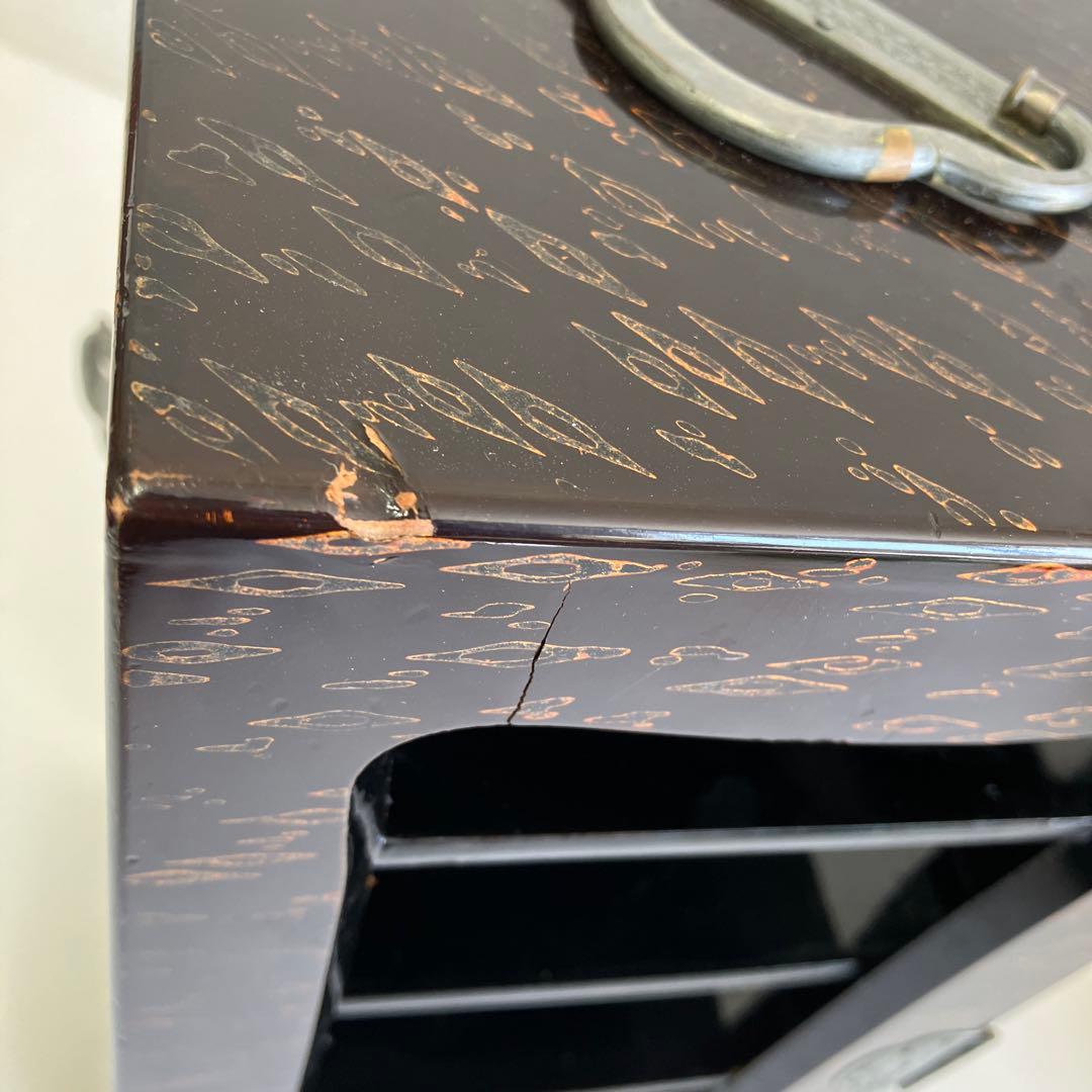 替漆塗両開五段重　お花見弁当　木製漆器　堤重箱　時代物