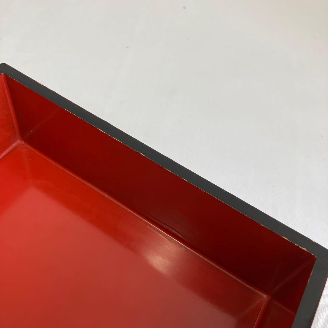 替漆塗両開五段重　お花見弁当　木製漆器　堤重箱　時代物