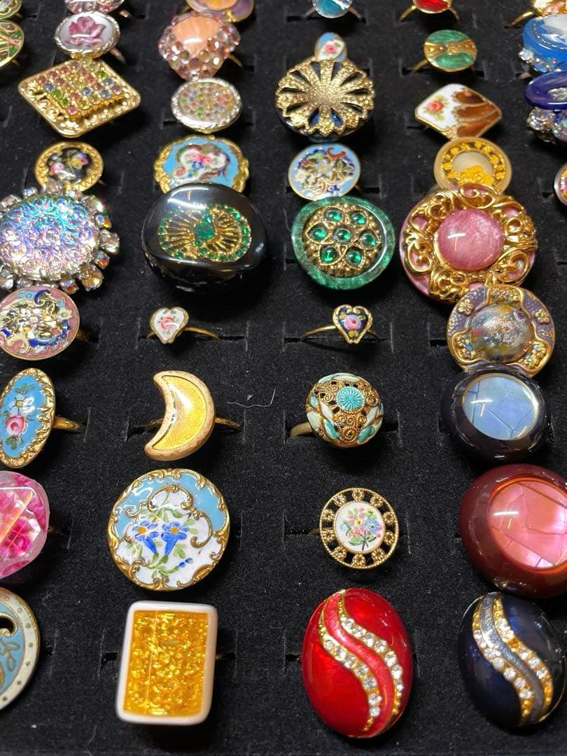 アンティーク　ヴィンテージ　　ボタン　エナメルボタンガラスシェル　リング100個