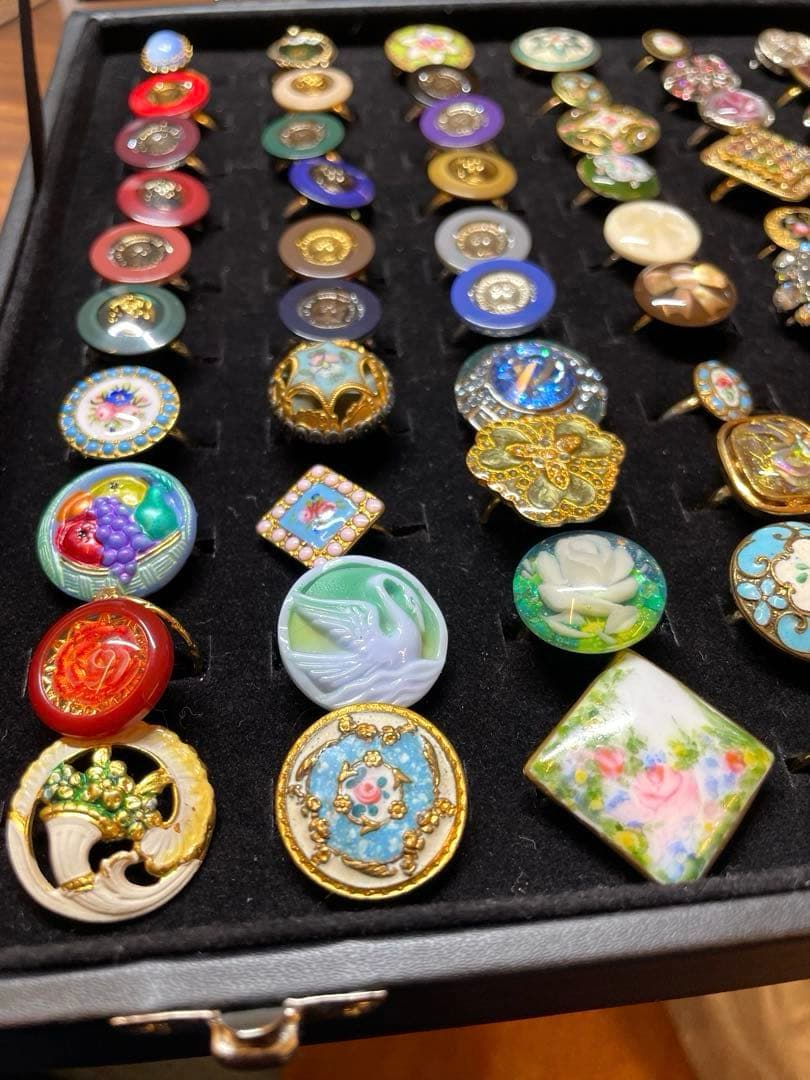 アンティーク　ヴィンテージ　　ボタン　エナメルボタンガラスシェル　リング100個