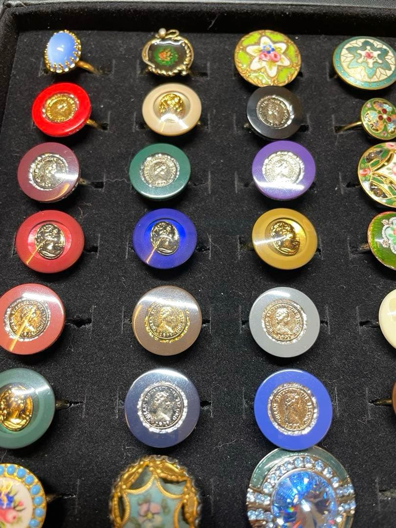 アンティーク　ヴィンテージ　　ボタン　エナメルボタンガラスシェル　リング100個