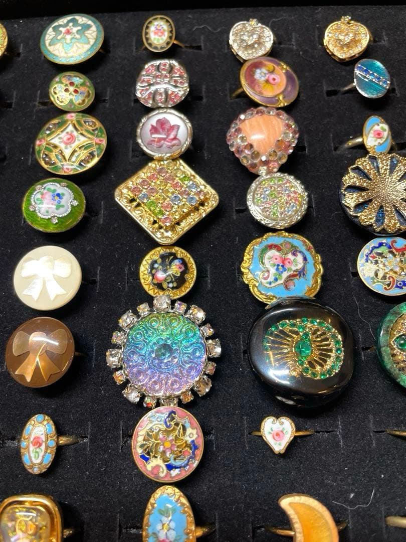 アンティーク　ヴィンテージ　　ボタン　エナメルボタンガラスシェル　リング100個