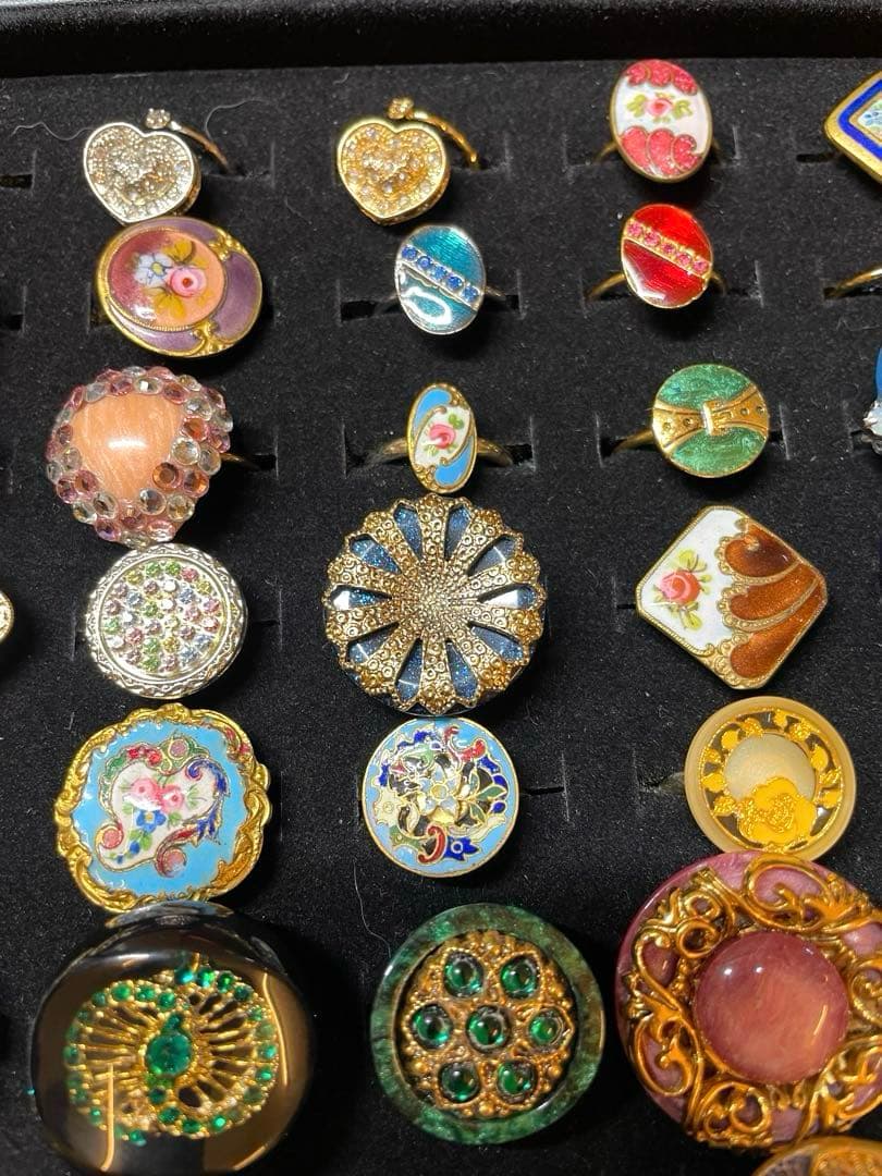 アンティーク　ヴィンテージ　　ボタン　エナメルボタンガラスシェル　リング100個