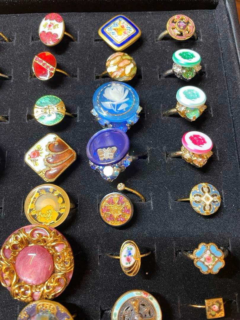 アンティーク　ヴィンテージ　　ボタン　エナメルボタンガラスシェル　リング100個