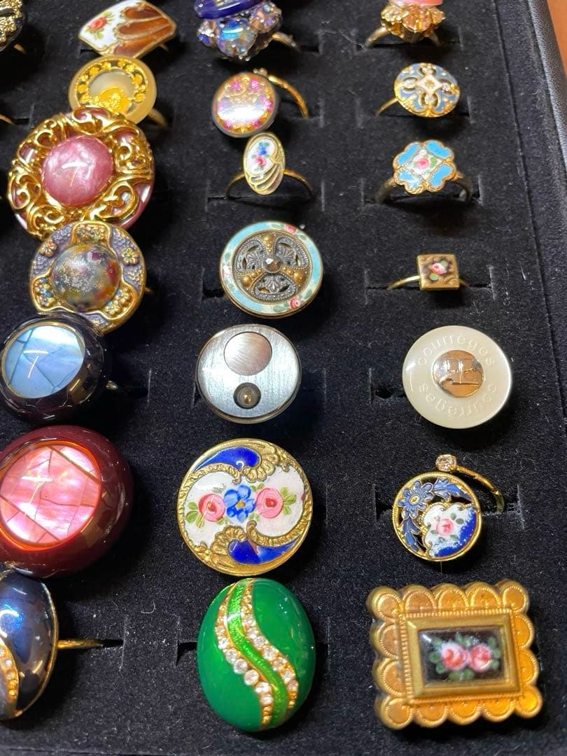 アンティーク　ヴィンテージ　　ボタン　エナメルボタンガラスシェル　リング100個