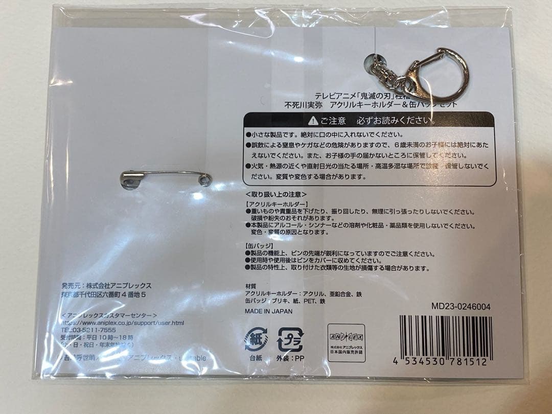 鬼滅の刃 柱稽古編 不死川実弥 A4キャラファイングラフ 缶バッジ アクキー