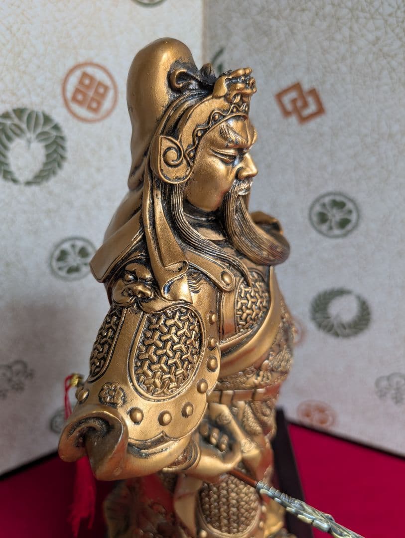 工芸　彫刻　関羽　関公　三国志　置物　立像