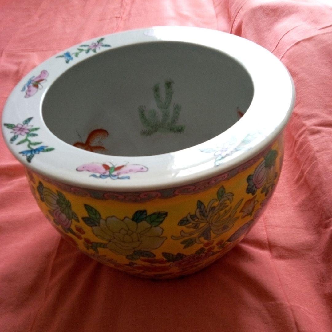 陶器　鉢　植木カバー　金魚鉢　火鉢　シノワズリ　工芸品