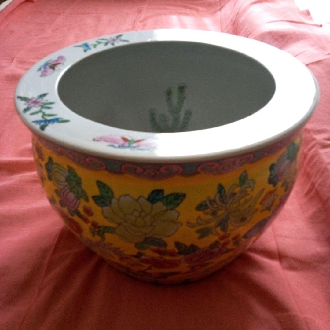 陶器　鉢　植木カバー　金魚鉢　火鉢　シノワズリ　工芸品