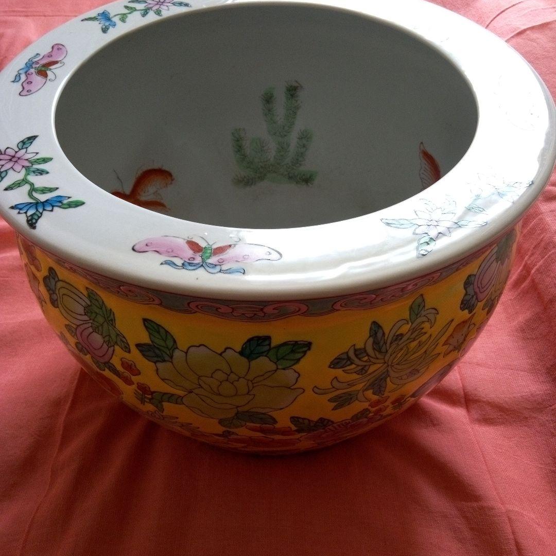 陶器　鉢　植木カバー　金魚鉢　火鉢　シノワズリ　工芸品