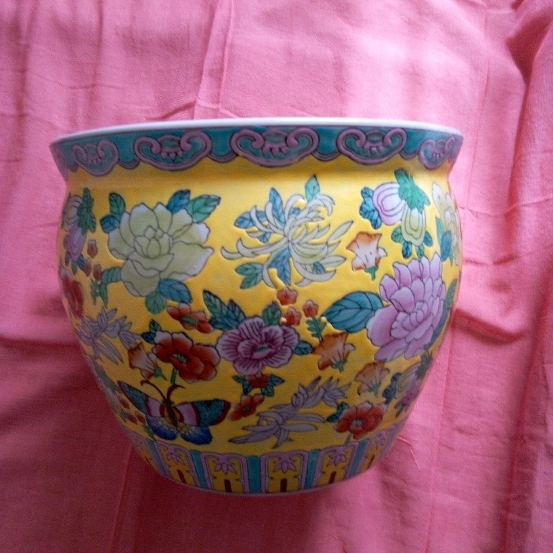 陶器　鉢　植木カバー　金魚鉢　火鉢　シノワズリ　工芸品