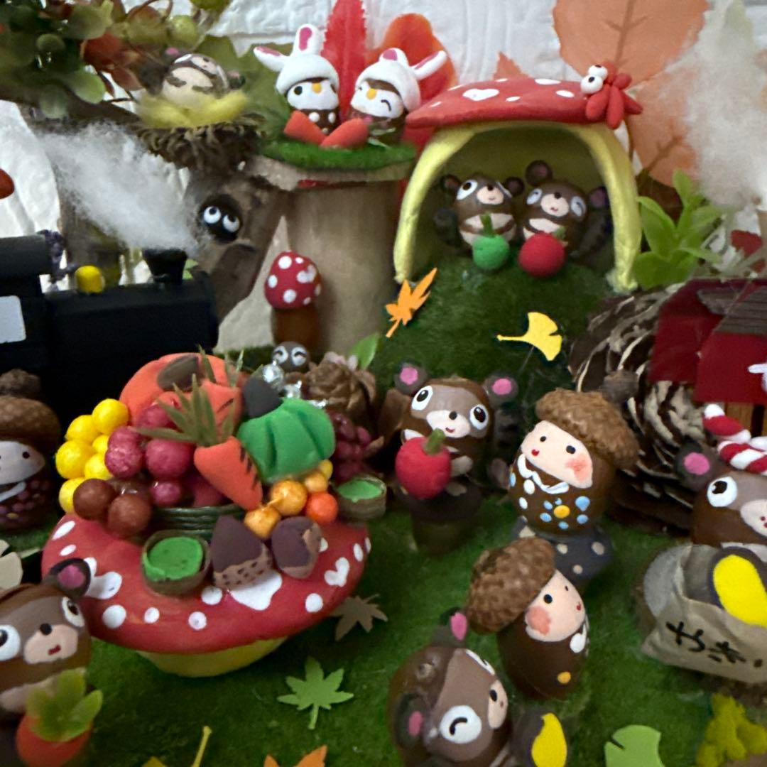 どんぐりアート♡秋のオブジェ　トロッコ添え♡