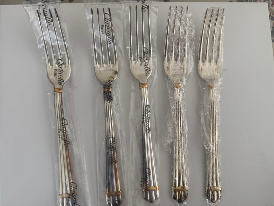 アリアゴールドリング テーブル ナイフ、フォーク、スプーン　シルバー　各5本