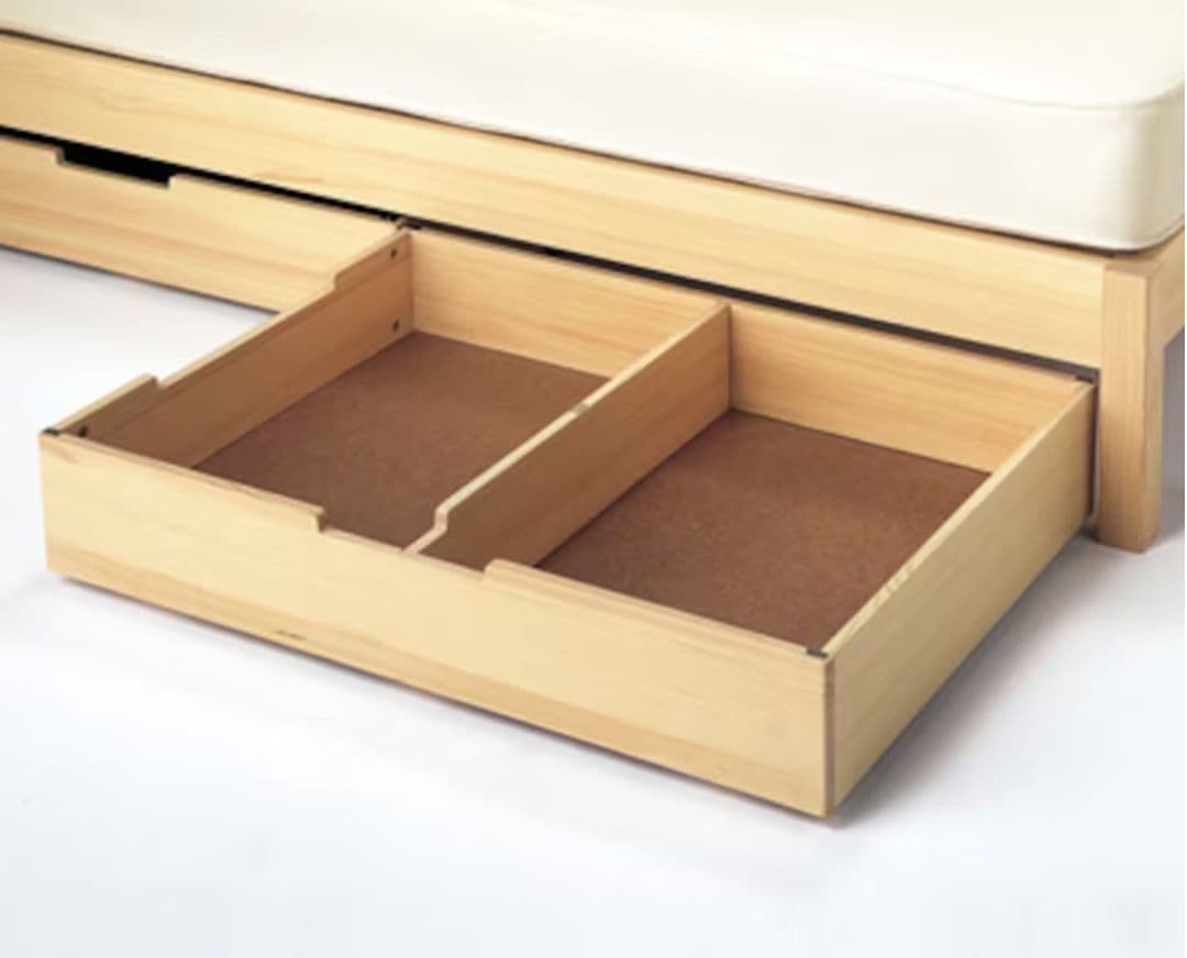パイン材ベッド下収納ボックス2個フタ付き