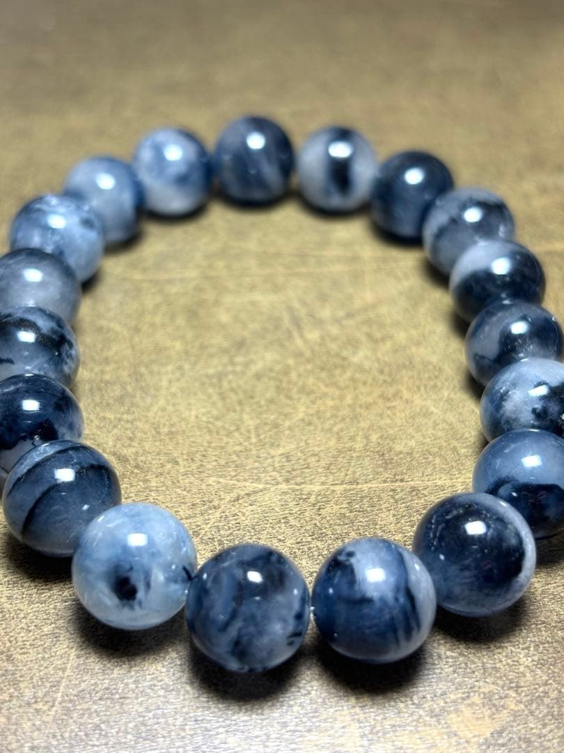 【高品質】　ブルー千層ラビットルチルブレスレット約10㎜後半（新品未使用）ブルー
