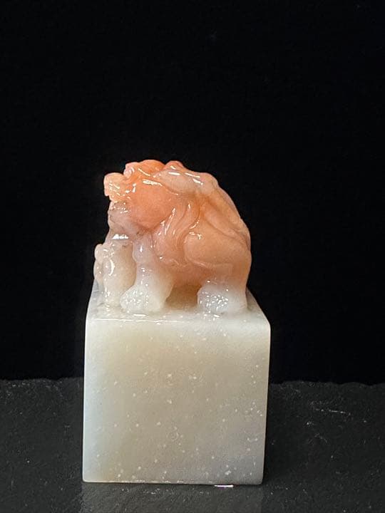 21ラオス石母子螭虎　篆刻展　出展　印石　印材　美品　桃花凍　篆刻　書道　落款