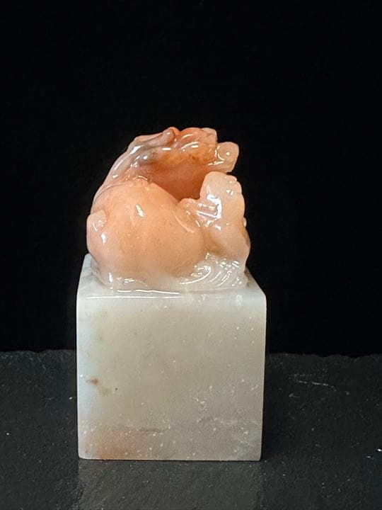 21ラオス石母子螭虎　篆刻展　出展　印石　印材　美品　桃花凍　篆刻　書道　落款