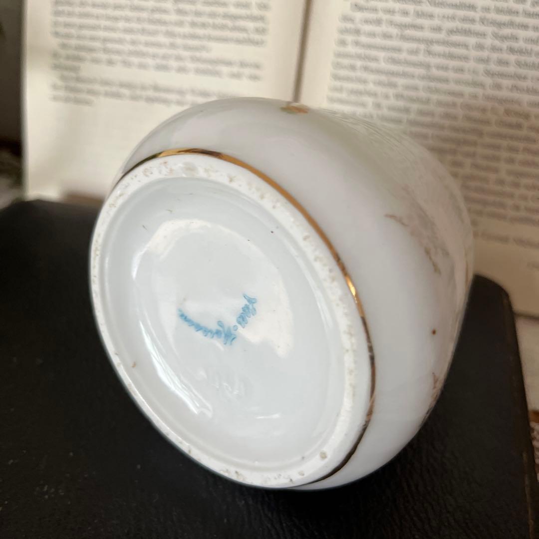 イギリスアンティーク　フラワーベース　花器　ハンドペイント　バラ　花瓶