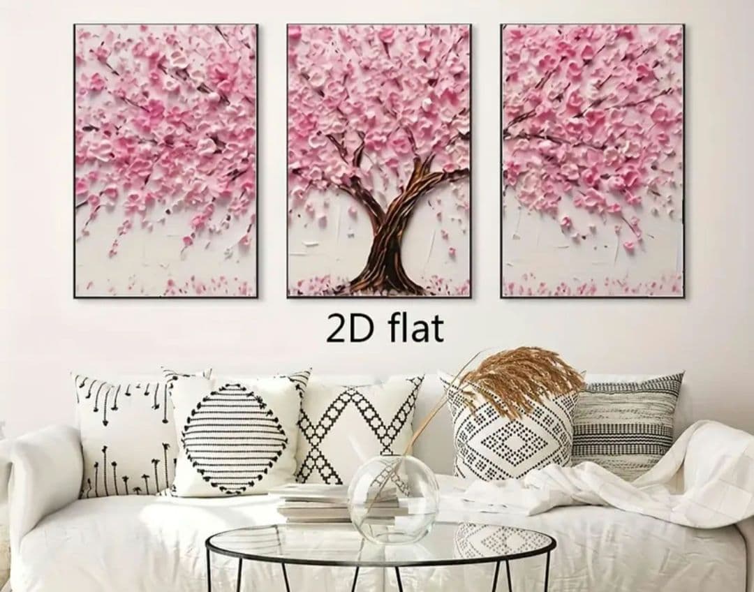 【大型】圧巻！桜の木 2Dフラットアートプリント 3枚セット