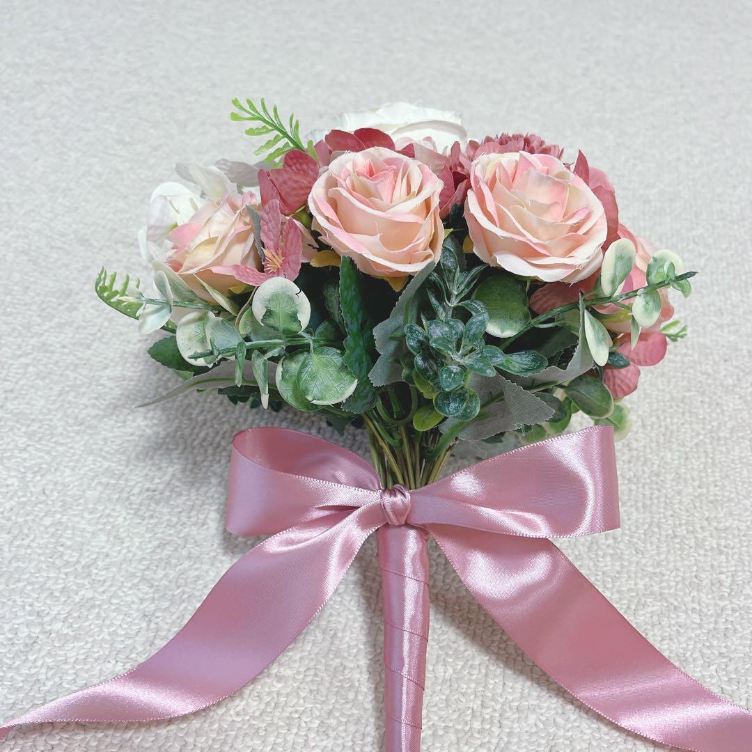 ブーケ 造花 結婚式 FTW ブートニア ピンク ウエディング