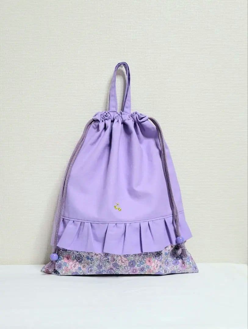 yun様☆専用96.入園入学セット　女の子　パープル 花柄 フリル付き