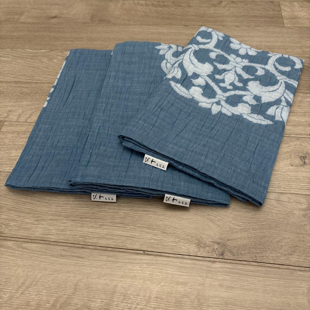 【未使用】びわちぢみ 座布団カバー 3枚セット 八端判 59×63 華宝