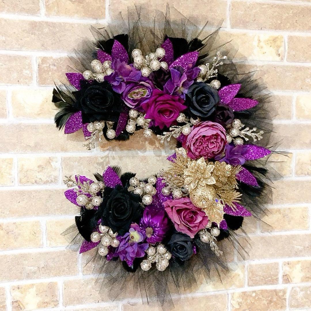 ハロウィンリース♡眩く大人カッコいい♡ハロウィンリース♡三日月リース♡造花リース