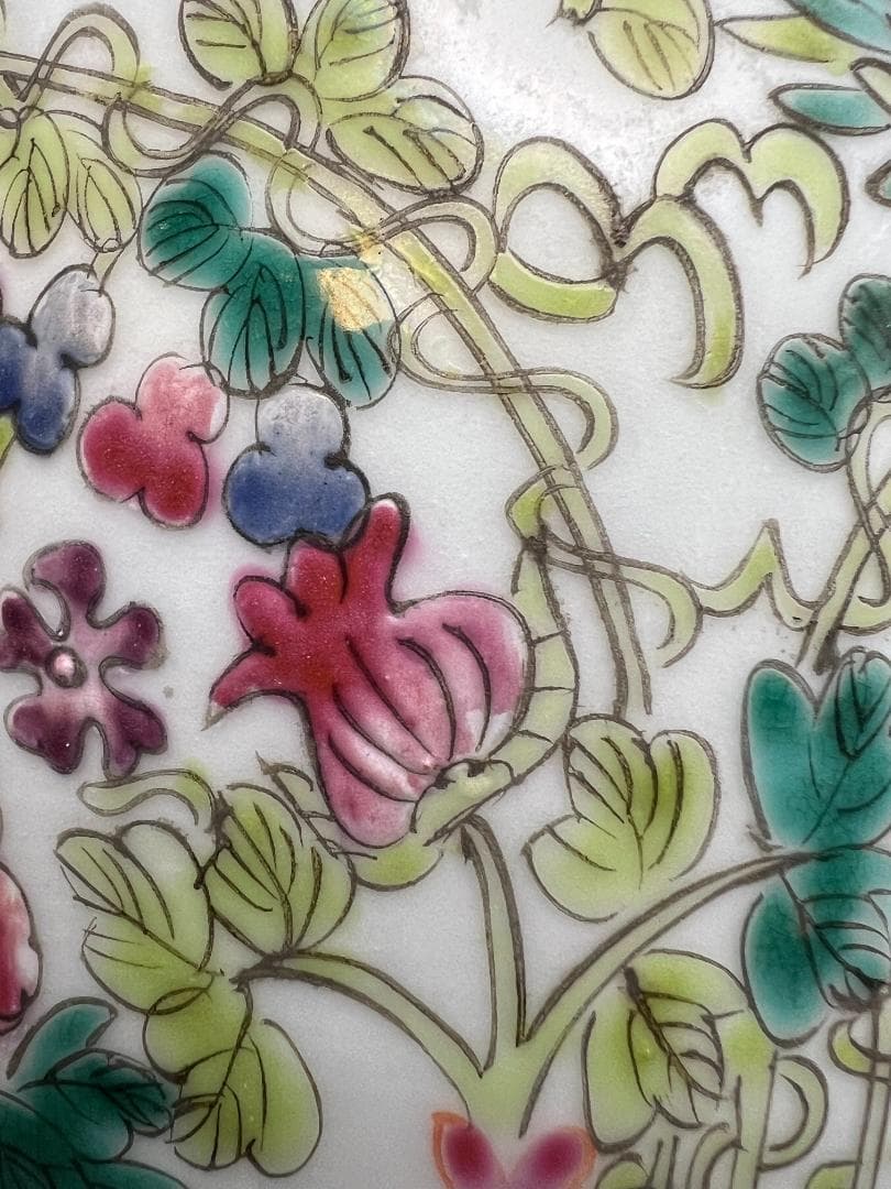 粉彩茶壺　牡丹福寿文　同治年製在印　時代品　中国美術⑤