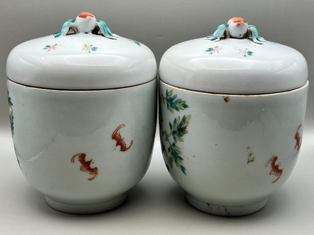 粉彩茶壺　牡丹福寿文　同治年製在印　時代品　中国美術⑤