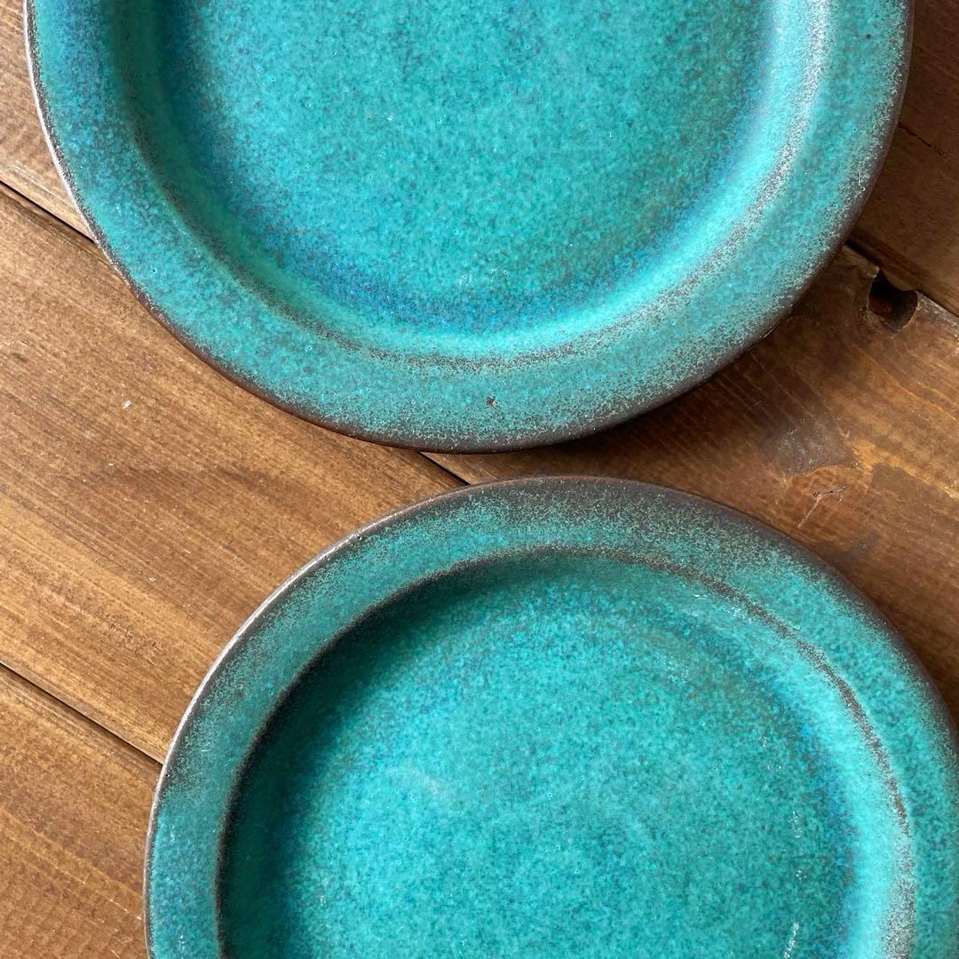 ドルチェ 益子焼 シャビーターコイズプレートS