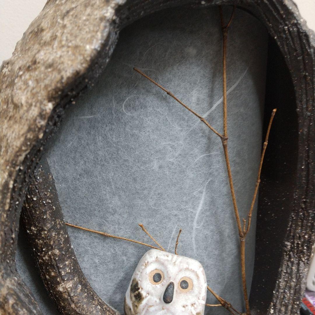 Y*n様 MC3[美品] 信楽焼 フクロウのオブジェ付き 陶器 ランプ インテリ