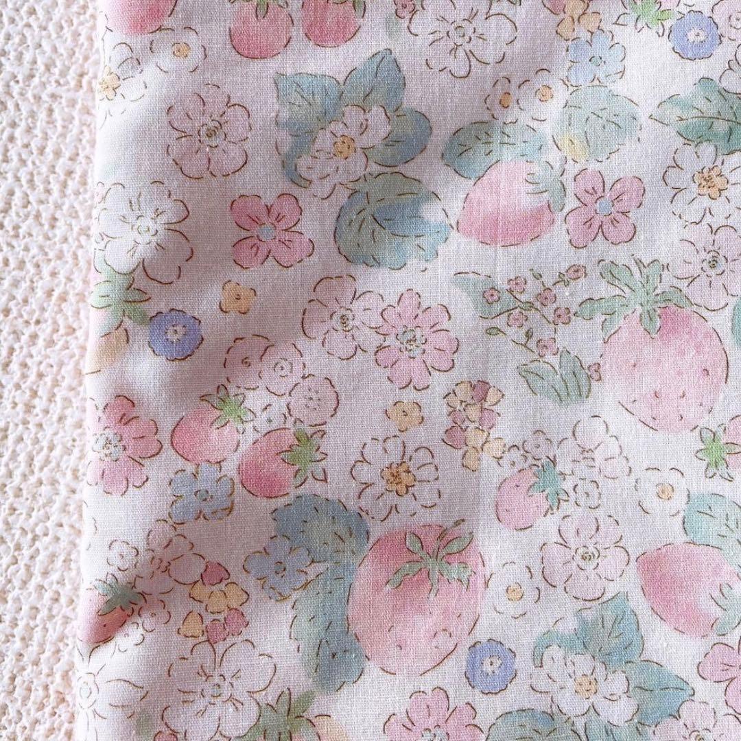 レッスンバック+上履き入れ+体操着袋35×30苺花柄フリル３点セット②−2