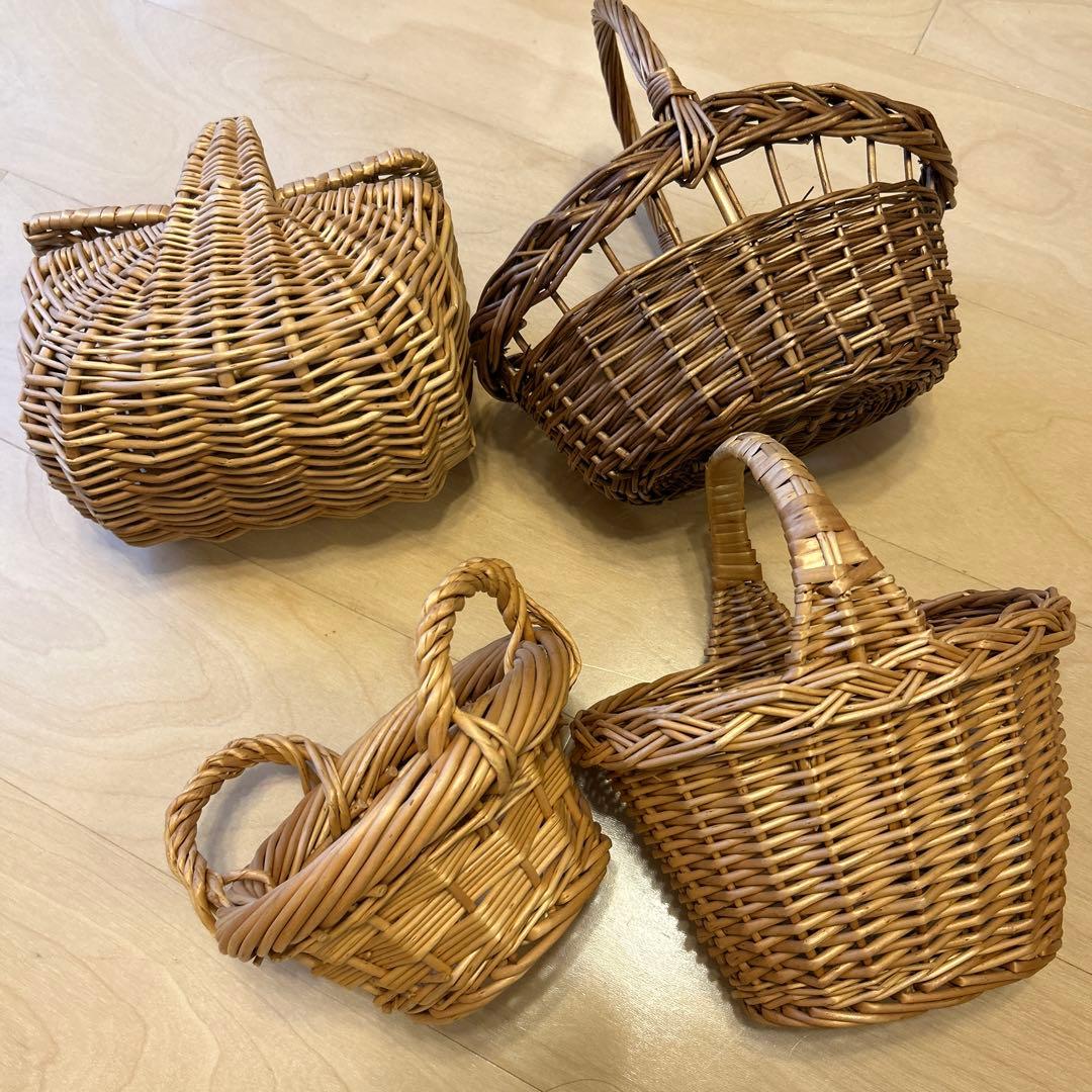 【レア新品】キャトルセゾン バスケット カゴ フランス製 ４点セット