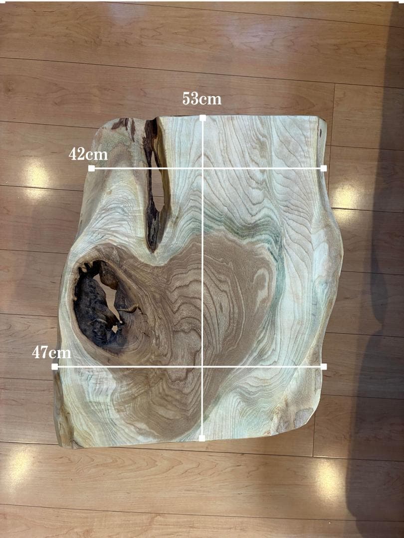 【 希少銘木】国産 栓（セン）一枚板サイドテーブル 皮付き 節有り 無垢材