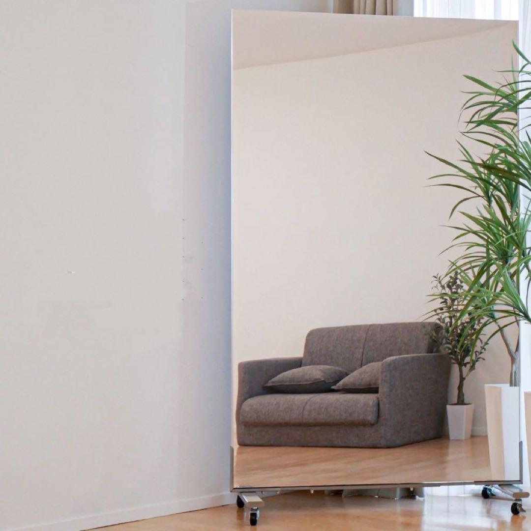 ダンスミラー 割れない鏡 幅100cmｘ160cm キャスター付き われない鏡黒