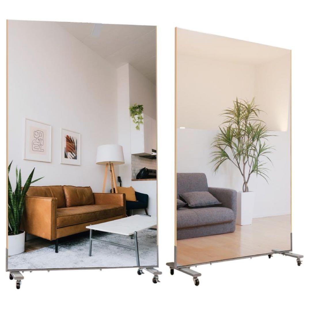 ダンスミラー 割れない鏡 幅100cmｘ160cm キャスター付き われない鏡黒