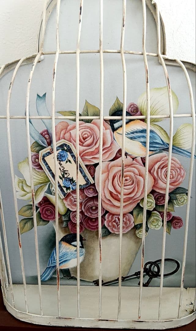 トールペイント作品　鳥とバラ