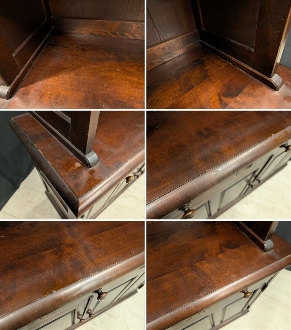 北海道民芸家具　樺 カバ材　無垢　カップボード　食器棚　キャビネット　飾り棚