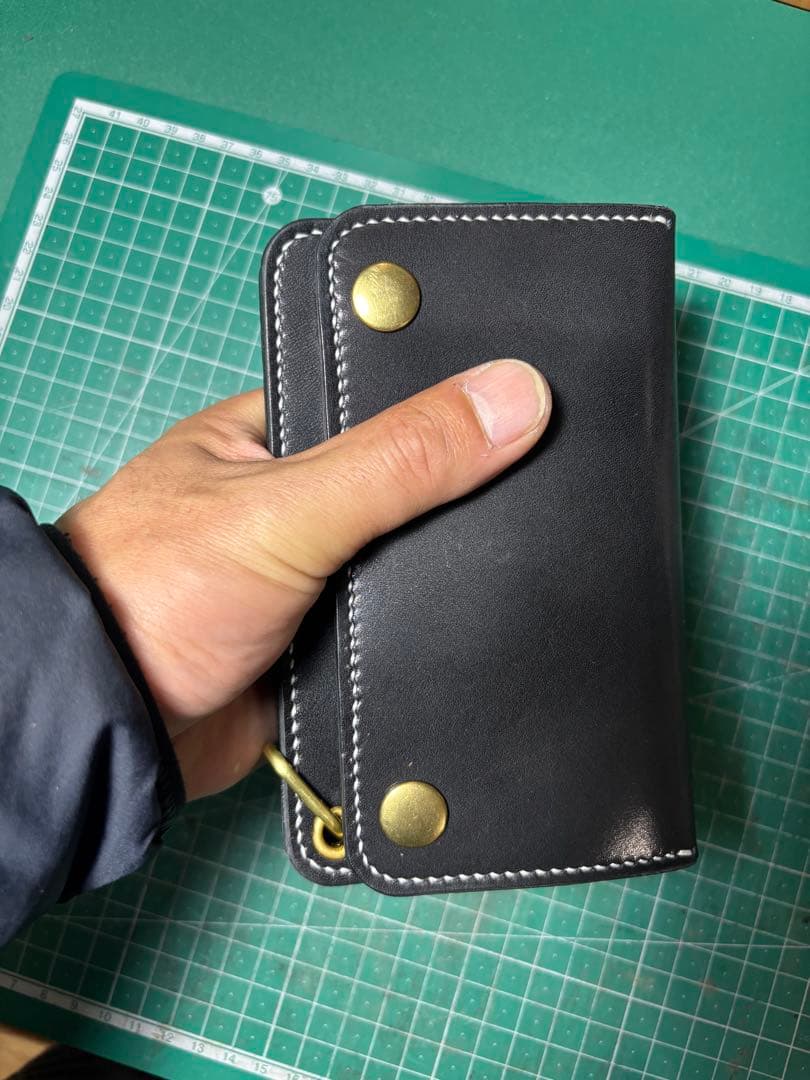 栃木サドルレザー☆ショートトラッカーウォレット☆ 栃木☆サドル☆ブラック☆