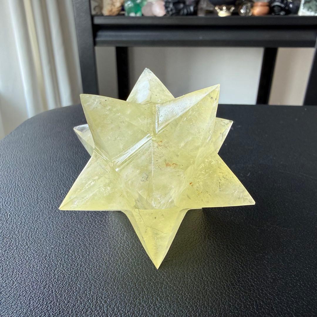 天然石シトリンのマカバスター　アスデロイド　置物　彫物NO.020714